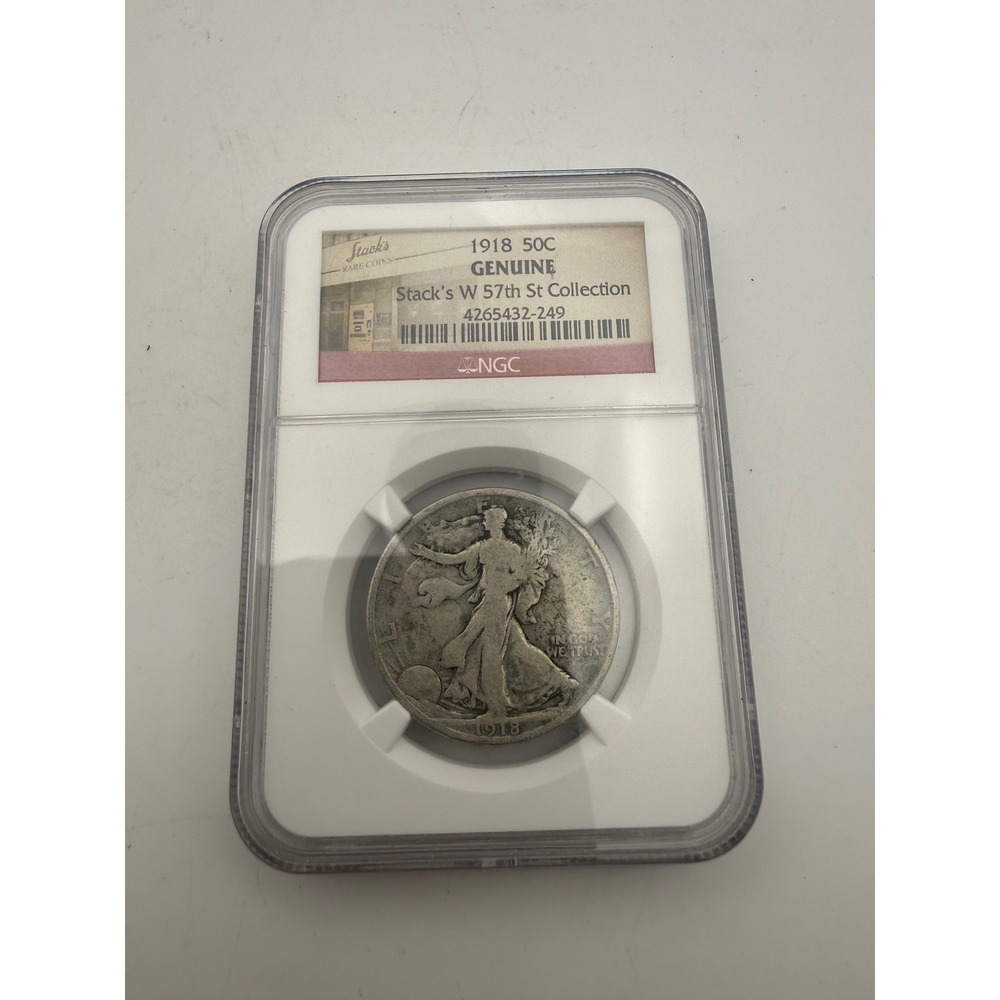 1918 Walking Liberty Half Dollar NGC Genuine Stacks W 57th St Collection Silver